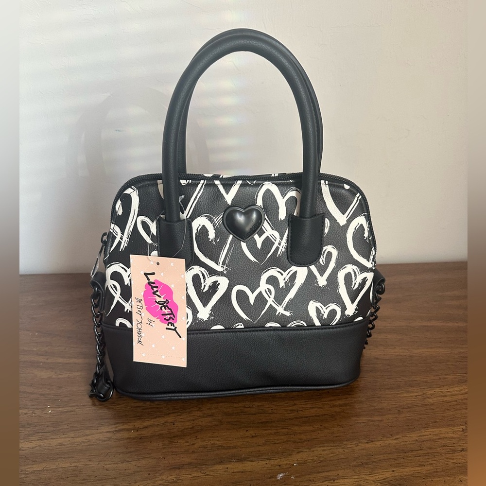 Betsey Johnson Black and White Heart Bag
